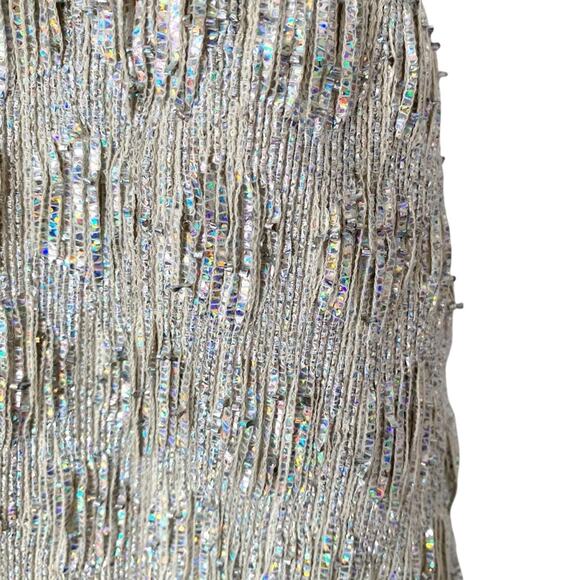 Theia Textured Silver Iridescent Strapless Metallic Dress Strapless size 14 - Picture 6 of 8